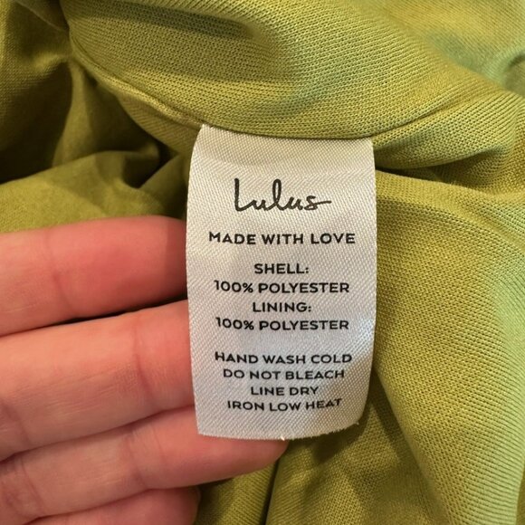 Lulu's Chartreuse Tie-Back Faux-Wrap Midi Dress - Picture 5 of 7